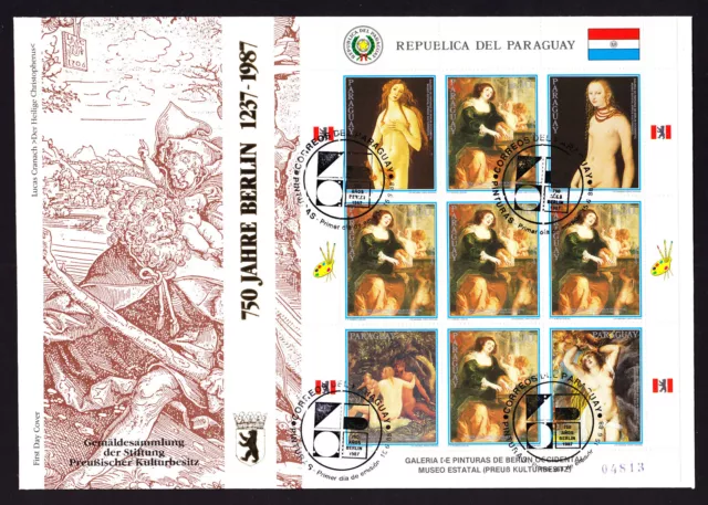 Paraguay 1987 First Day Cover 750 Jahre Berlin cachet Painting Art stamp sheet