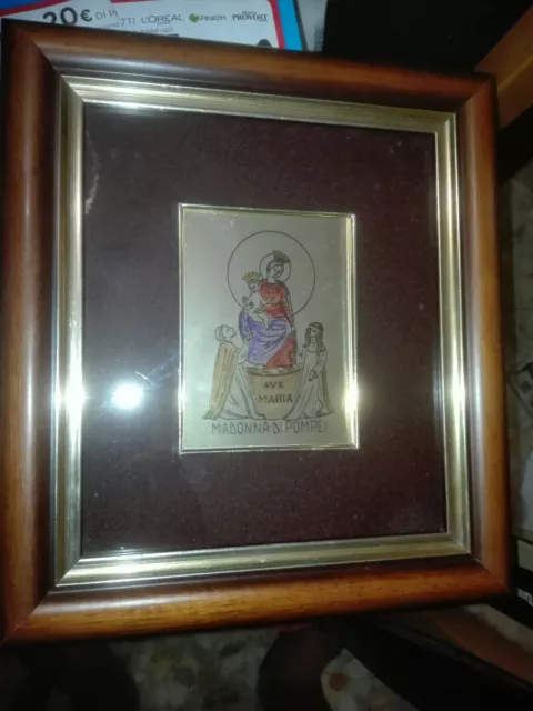 Quadro Madonna del Rosario Pompei  colorato a mano.26x24