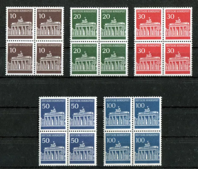 Bund Nr. 506 - 510 postfrisch Viererblock VB Brandenburger Tor BRD 1966 Mi.70 €