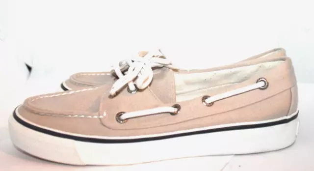 Sperry Topsider Authentic Original Women's Tan Canvas Boat Shoe size 7M