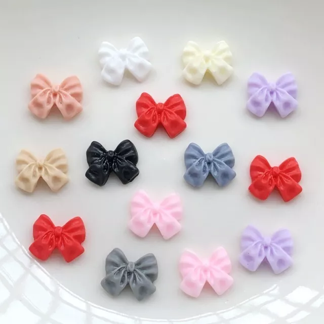 Opaque Resin Cabochons Bowknot Small Bows Flatback Mixed Colour 10mm Nail Craft