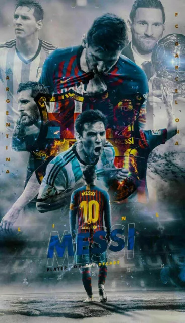 Fußball Lionel Messi FC Barcelona Leinwand Wandbilder - Hochwertiger Kunstdruck 2