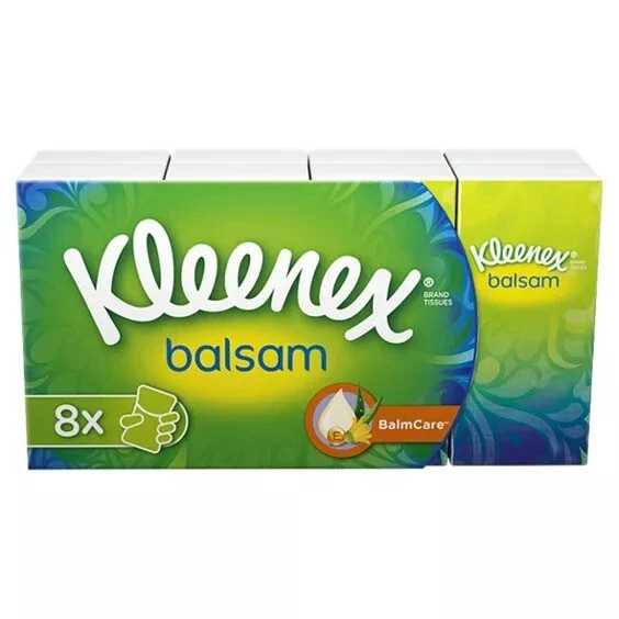 Tessuti tascabili balsamo Kleenex, confezione da 8 confezioni da 2 x 8
