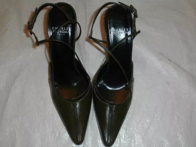 Charles Jourdan Paris Cocktail Olive Green Pumps Size 6 Made in Spain