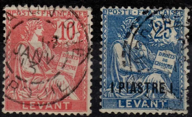 FRANCIA Uff. Postale Turchia LEVANTE (Asia) 1902/1903 - Usati 10c. e 1Pia.  #ASF