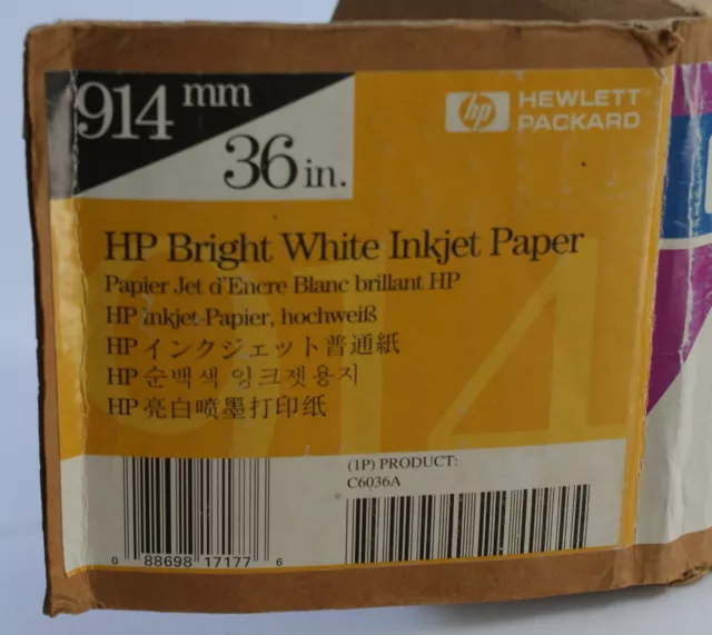 Original HP C6036A Bright White Inkjet Plotter Papier 914mm x 45,7m 90g/m²