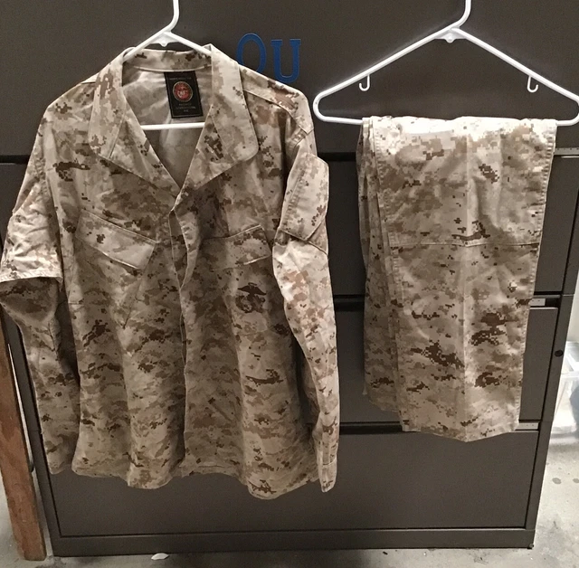 USMC MARPAT DESERT TAN Combat SHIRT PANT SET MCCUU  MEDIUM REGULAR  EUC II-5