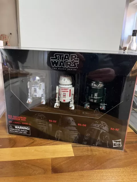 Star Wars Black Series 6"" Droidi Red Squadron R2-D2 R5-D8 R2-X2 confezione da 3 nuovi di zecca + custodia