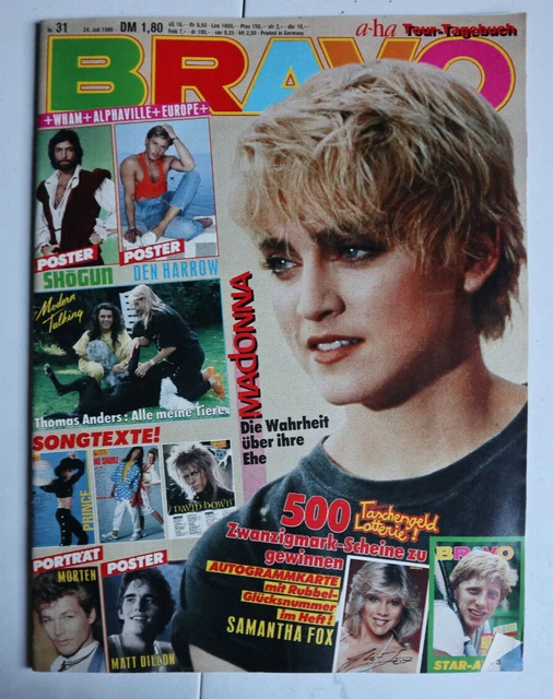 BRAVO 31/1986 - Madonna, Alphaville, Eurythmics, Boy George - MIT AUTOGRAMMKARTE