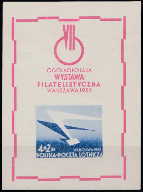 Poland 1957 - 7th Polish Philatelic Exhibition, Warsaw - Fi bl 20 MNH**