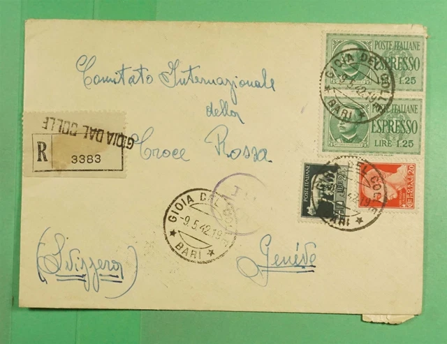 DR WHO 1942 ITALY WWII CENSORED SPECIAL DELIVERY REGISTERED j44471