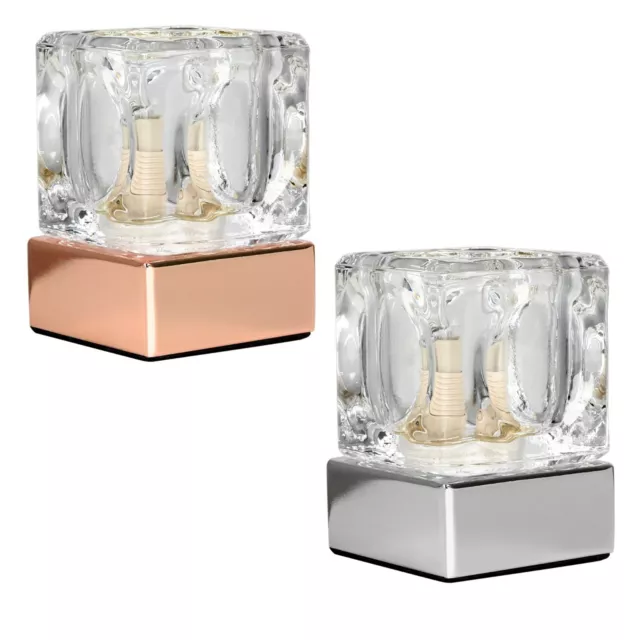 Glass Ice Cube Touch Dimmer Table Lamp Bedside Bedroom Study Office Desk Light