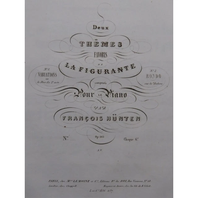 HÜNTEN François Rondo sur le Boléro La Figurante Piano ca1840