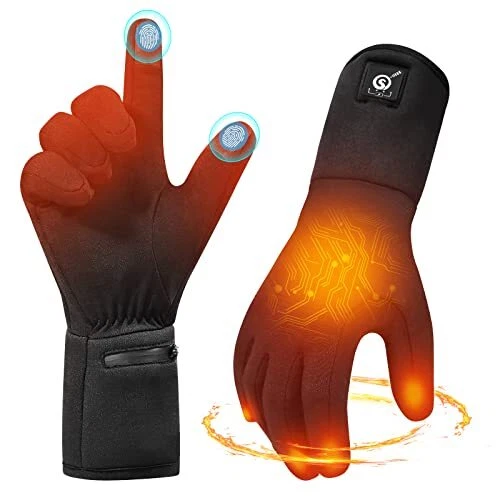MIEVNIO Heated Glove Liners Rechargeable Gloves - Electric Battery Heated Glo...