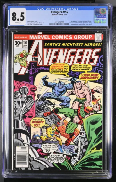 Avengers 155 CGC 8.5 WHITE pgs, Sub-Mariner, Dr. Doom & more