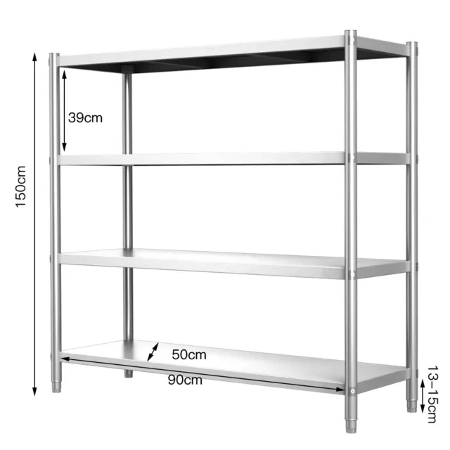4, 5 Tiers Commercial 304-Grade Heavy Duty Stainless Steel Kitchen Shelving Unit