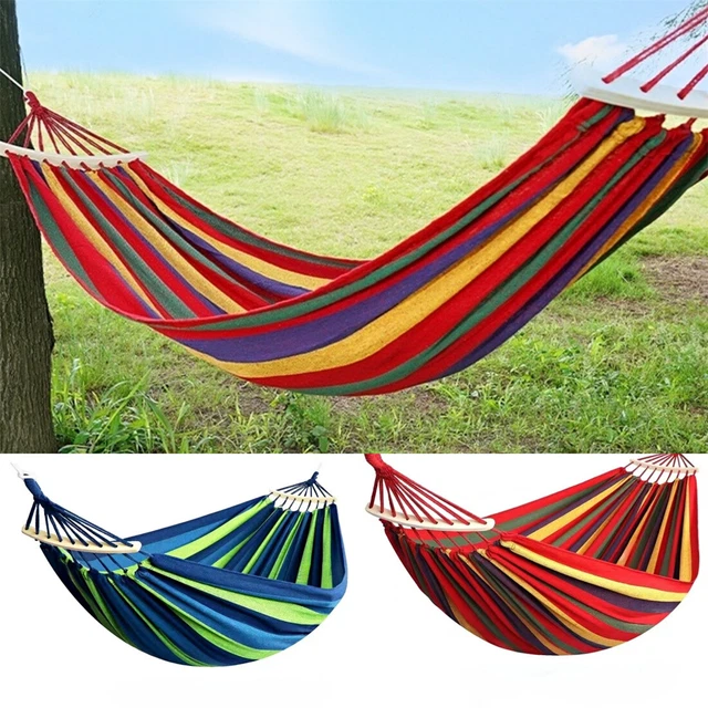 Hängematte 190x150cm groß Hängeliege Leinwand 2 Personen XXL Doppelhängematte