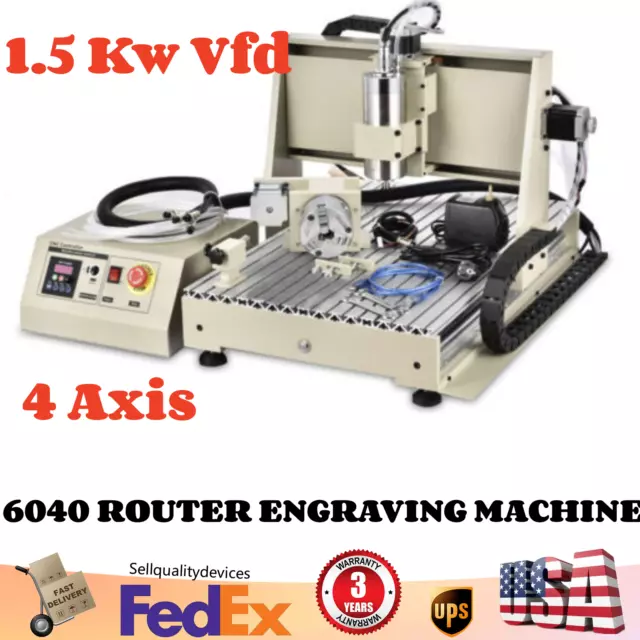 6040 4 Axis CNC Router Metal Engraving Machine 1.5KW Drilling Milling Machine