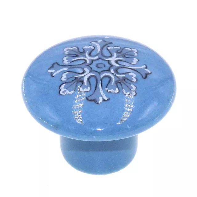Amerock BP725A-CB1 Blue with Gray Design 1 3/8" Round Ceramic Cabinet Knob Pulls