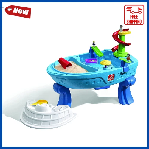 Step2 Fiesta Cruise Sand & Water Table with Umbrella Lids for Kids Activity