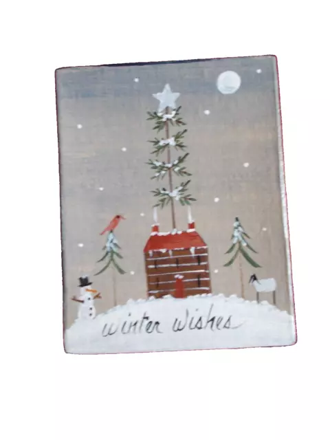 Liberty Hill Winter Wishes Box OOP NLM Moon Stars Cabin Snowman Sheep Cardinal