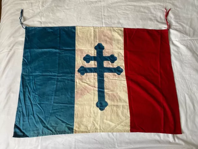 ANCIEN DRAPEAU FRANÇAIS Croix De Lorraine Ww2 Normandie Authentique EUR  401,00 - PicClick FR