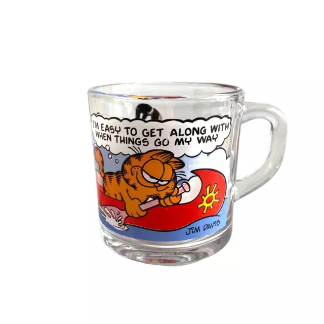 Vintage Mcdonald's Garfield Odie Canoeing Glass Mug Cup 1978  Jim Davis