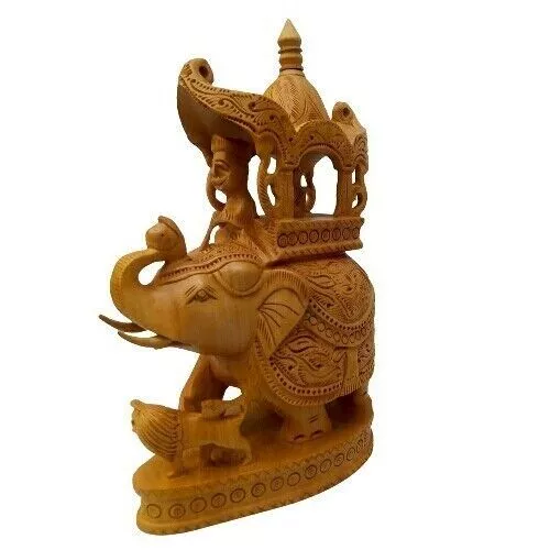 Estatua/obra de exhibición hecha a mano de elefante Ambari tallada en...