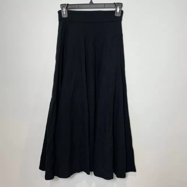 Ellen Tracy Womens Vintage Midi A-Line Skirt Black Size 4 Petite Formal Back Zip