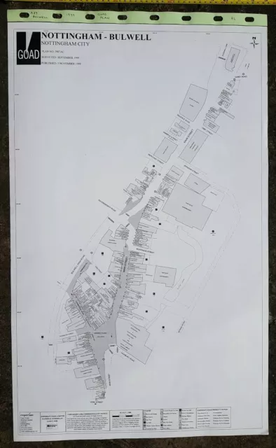 Vintage map ordnance survey Nottingham Nottinghamshire street plan canvas 1999