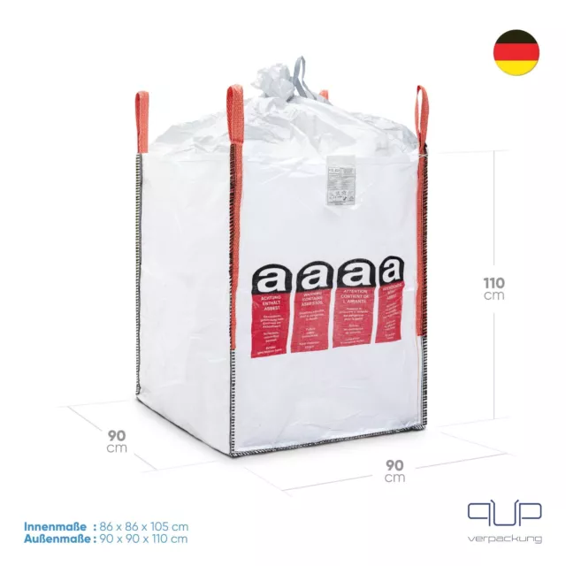 QUP Asbest Big Bag 90x90x110cm 1000 KG - Oben mit Schürze, Boden geschlossen