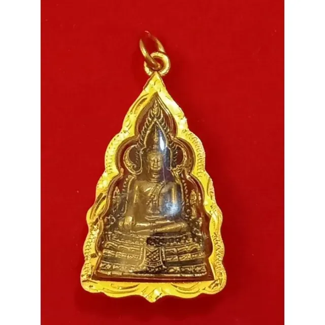 Phra Buddha Chinnarat Gold Micron Plated Pendant Talisman Mantra Thai Amulet