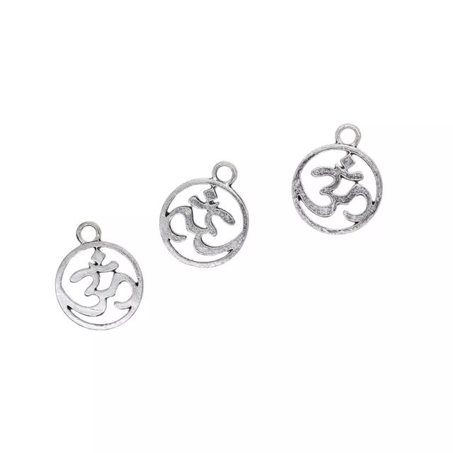 30 x Om Yoga Hollow Pendant Tibetan Silver Charms Pendants Jewelry Making