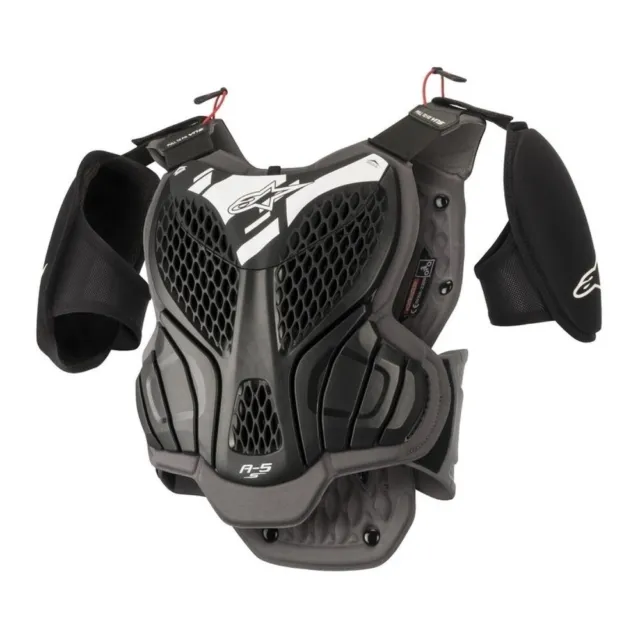 MX Plastron Alpinestars A-5 Armure Enduro Motocross Enfants Noir Gris