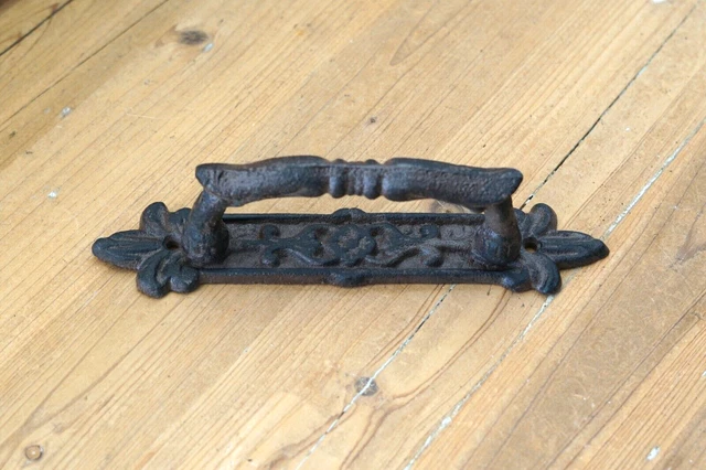 2 Cast Iron Antique Style Barn Handles Gate Pull Shed Door Handles Pulls Garden 3