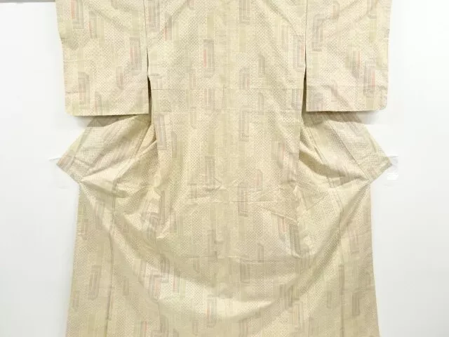 6792264: Japanese Kimono / Antique Kimono / Tsumugi / Woven Geometric