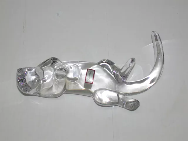 Baccarat Signed Crystal France w/ Box "Swimming Otter" ~ 6.25" x 2.5" x 2"