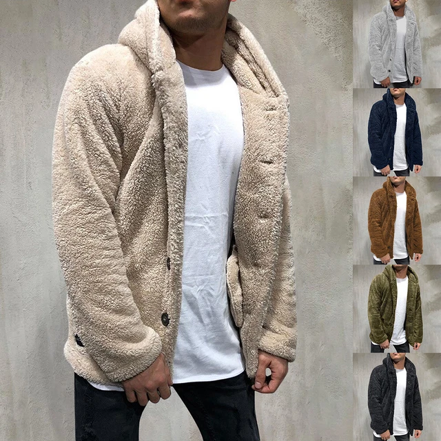 Mens Winter Fleece Coat Jacket Up Hooded Hoodie Warm Fur Lined Casual Outwear UK