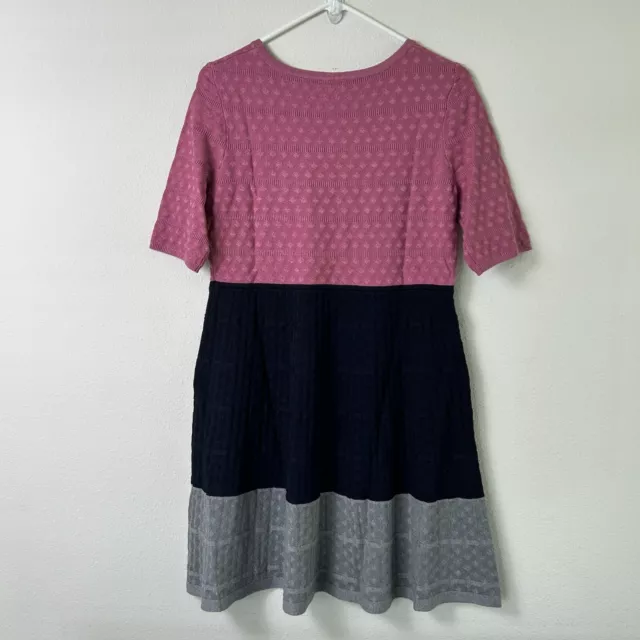 NY Collection Sweater Dress Womens Petite L PL Pink Navy Gray Colorblock NWT 3