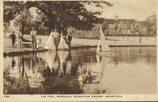 Very Old Postcard - The Pool Rowheath Recreation Ground Bournville FREEPOST