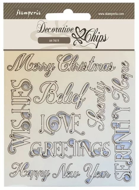 Stamperia Decorative Chips 5.5"X5.5"-Christmas Writings SCB181