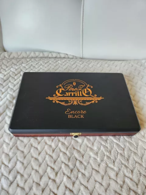 E.P Carillo Encore Black Empty Wooden Cigar Box 11⅝x7x1⅜
