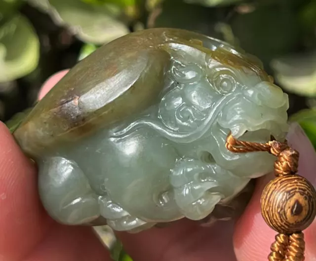 CERTIFIED 81.8g 100% NATURAL NEPHRITE HOTAN RIVER JADE HAND CARVED DRAGON TURTLE