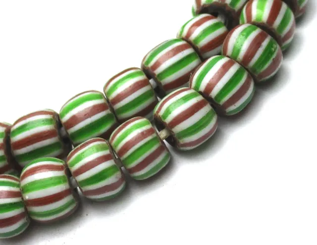 51 Rare Amazing Old Small Striped Venetian Chevron W/Clear Core Antique Beads