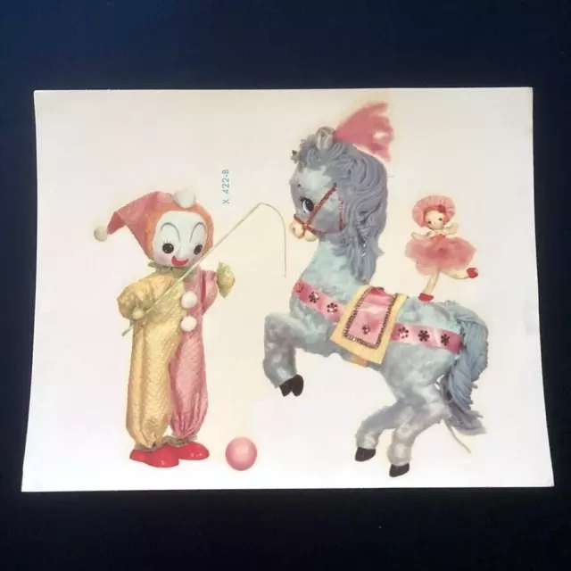 DE COLECCIÓN DÉCADA DE 1950 CALCOMANÍA MEYERCORD pony caballo payaso muñeca bebé decoración infantil