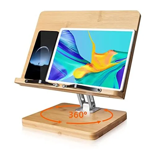 Book Stand for Reading 360° Rotate Adjustable Book Holder 13.2 x 9.2 inches