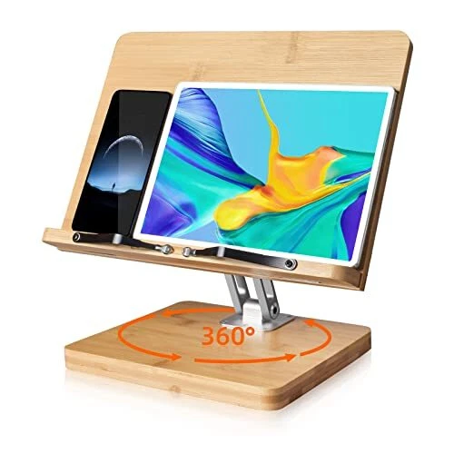 Book Stand for Reading 360° Rotate Adjustable Book Holder 13.2 x 9.2 inches