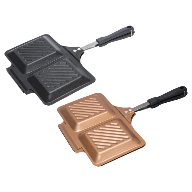 Poêle à Sandwich Double Face Anti-adhésif Pliable Grill Friting Pan Pour Pain Grille Machine A Petit Dejeuner Waf