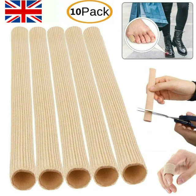 10 Silicone Tube Toe Gel Protector Corn Soft Cushion Pad Cap Relief Foot Pain UK