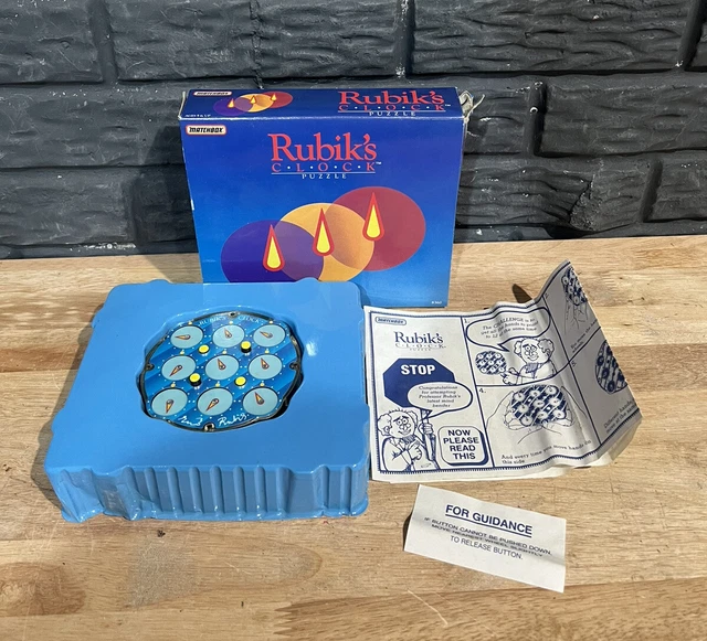 VINTAGE RUBIK’S CLOCK Matchbox 1988 Brain Puzzle Retro Toy Box W